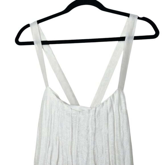 Khaite Fabia White Textured Wavy Plisse Sleeveless Open Back Midi Dress Size 10 - Picture 6 of 14